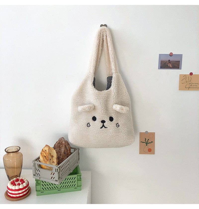 Teddy Winter Soft Plush Tote Bag – The Kawaii Shoppu