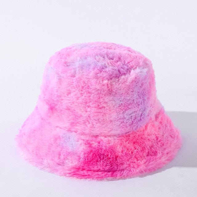 Tie-dye Fluffy Bucket Hat Flamingo M Fashion The Kawaii Shoppu