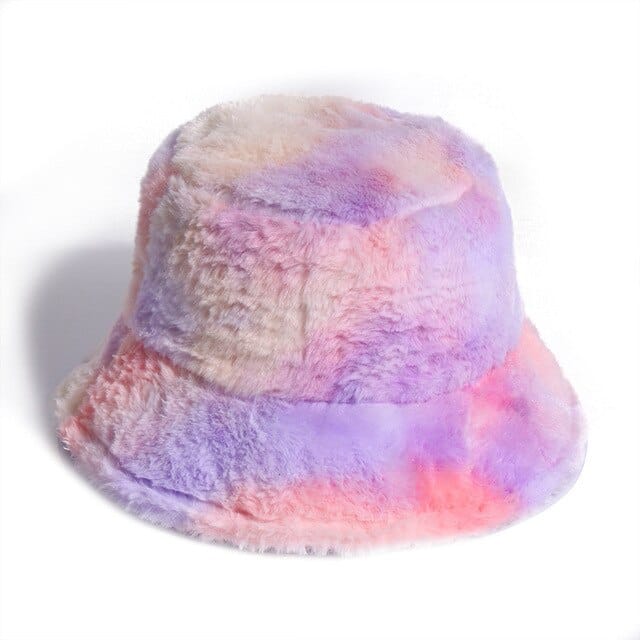Tie-dye Fluffy Bucket Hat Multi M Fashion The Kawaii Shoppu
