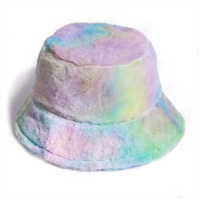 Tie-dye Fluffy Bucket Hat Ocean Pastel M Fashion The Kawaii Shoppu