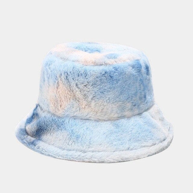 Tie-dye Fluffy Bucket Hat Sky Blue M Fashion The Kawaii Shoppu