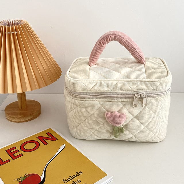 Tulip Flower Cosmetic Bag Pouch Milky White Bags The Kawaii Shoppu