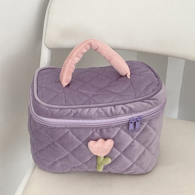 Tulip Flower Cosmetic Bag Pouch Purple Bags The Kawaii Shoppu