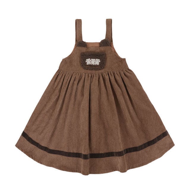 Vintage Kawaii Bear Dress Corduroy Brown L Clothing and Accessories The Kawaii Shoppu