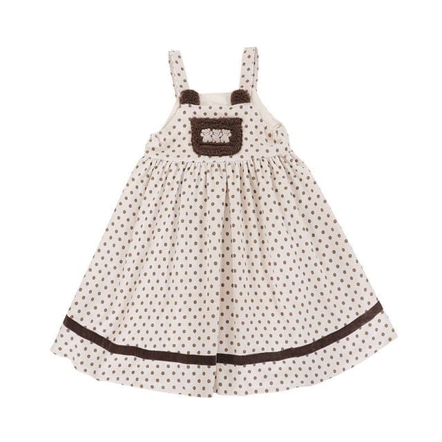 Vintage Kawaii Bear Dress Corduroy Dots L Clothing and Accessories The Kawaii Shoppu